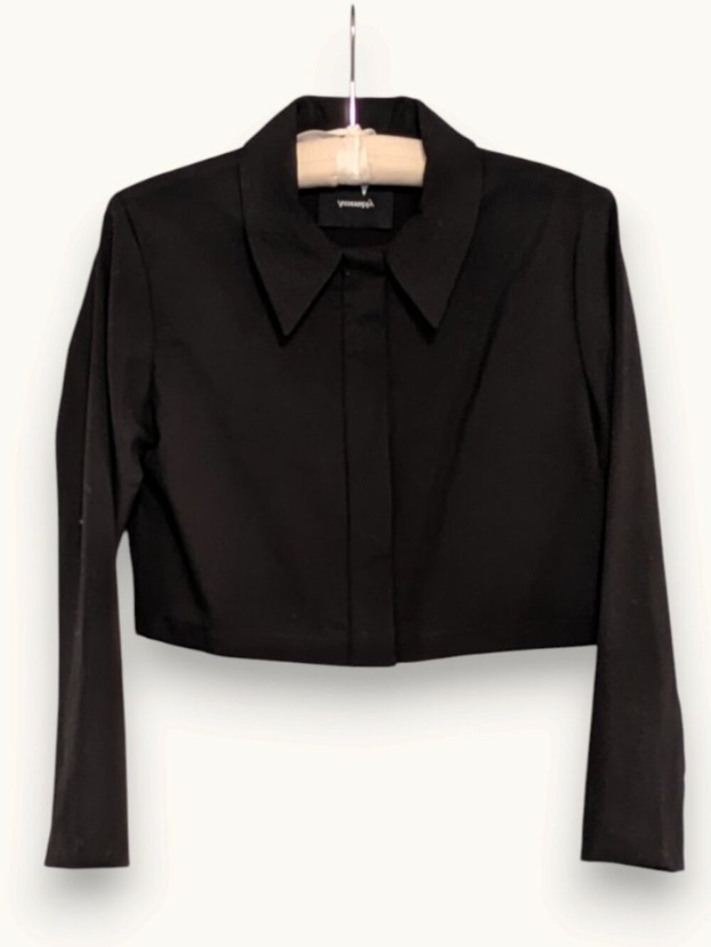 Assembly New York suiting black crop top. 100% wool. Size Large (fits a small)